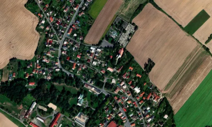 Kostel svatého Bartoloměje (Studénka) – letecký pohled