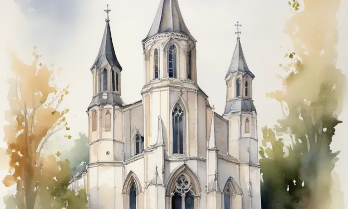 Kostel svatého Bartoloměje (Trhový Štěpánov) – akvarel
