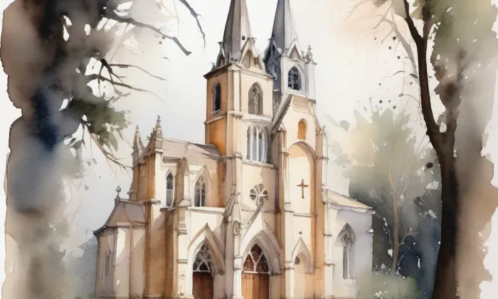 kostel svatého Bartoloměje v Teplicích – akvarel