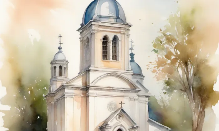kostel svatého Cyrila a Metoděje (Židenice) – akvarel