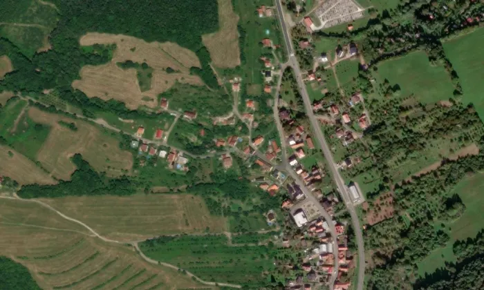 Kostel svatého Diviše – letecký pohled
