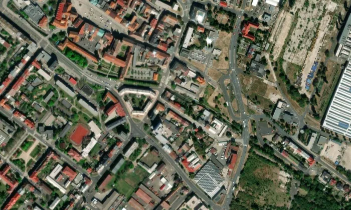Kostel svatého Ducha (Chomutov) – letecký pohled