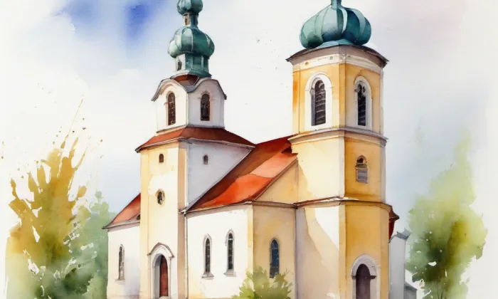 Kostel svatého Ducha (Chomutov) – akvarel
