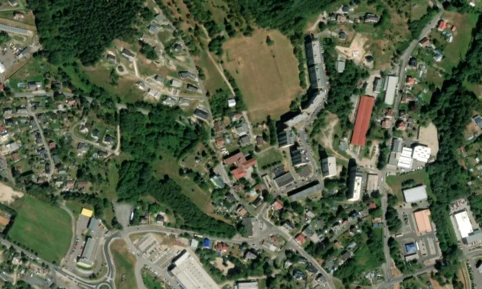 Kostel svatého Ducha (Rýnovice) – letecký pohled