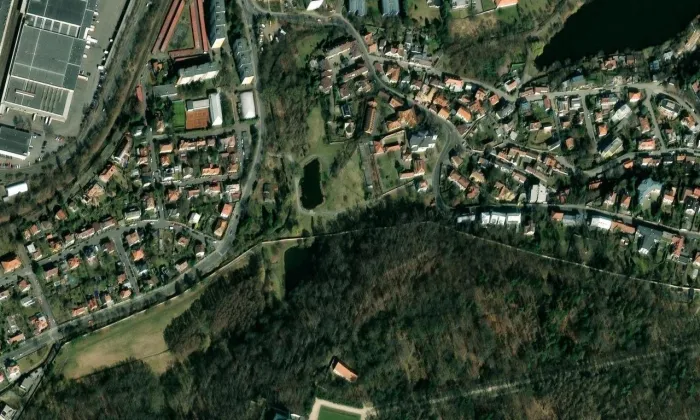 Kostel svatého Fabiána a Šebestiána – letecký pohled
