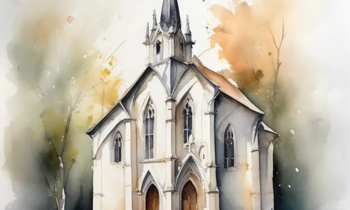 Kostel svatého Františka z Assisi ve Starém Kníně – akvarel