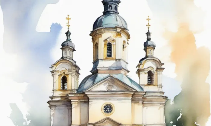 Kostel svatého Havla (Rožďalovice) – akvarel