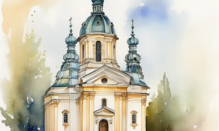 Kostel svatého Isidora (Nové Losiny) – akvarel