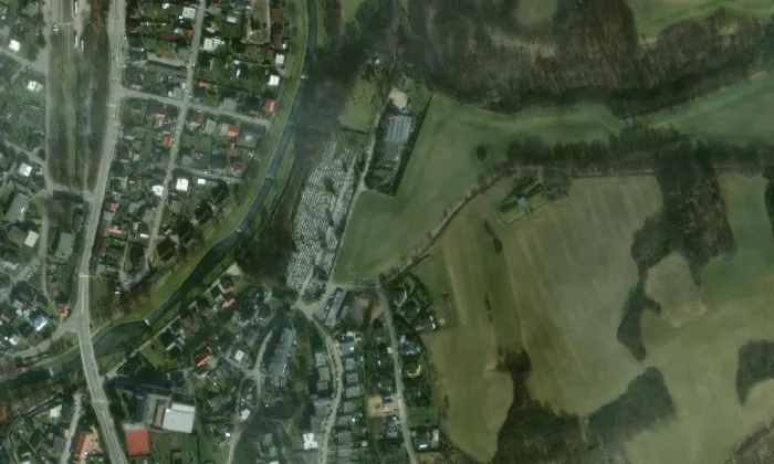 Kostel svatého Jakuba (Hradec nad Moravicí) – letecký pohled