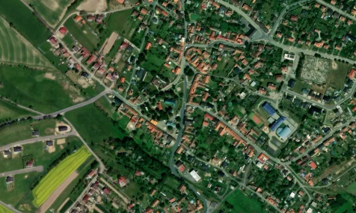 kostel svatého Jakuba (Osová Bítýška) – letecký pohled