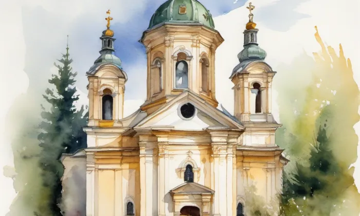 kostel svatého Jakuba (Osová Bítýška) – akvarel