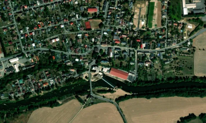 Kostel svatého Jakuba Staršího (Přepeře) – letecký pohled