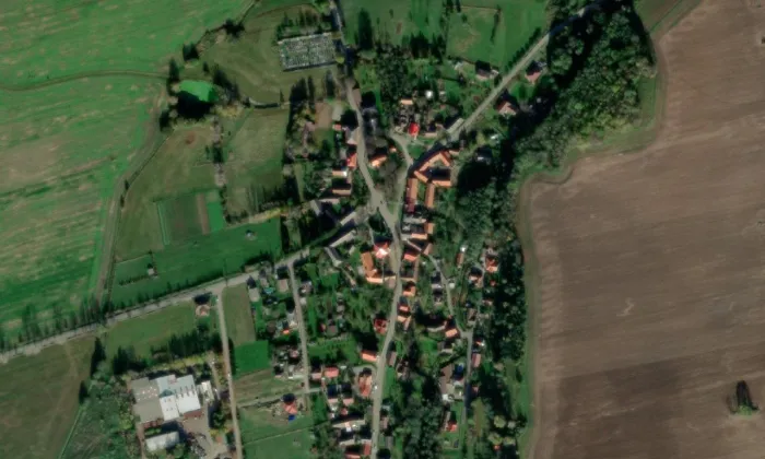 kostel svatého Jakuba Staršího (Raná) – letecký pohled