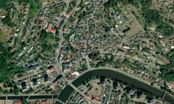 Kostel svatého Jakuba Většího (Železný Brod) – letecký pohled