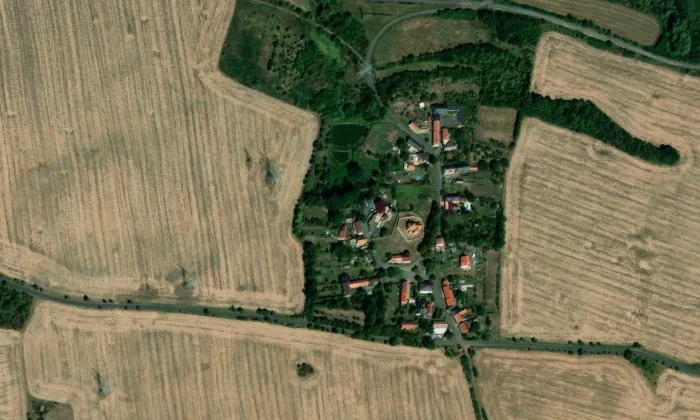 Kostel svatého Jakuba Většího (Bedřichův Světec) – letecký pohled