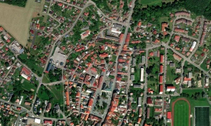 kostel svatého Jakuba Většího (Chotěboř) – letecký pohled