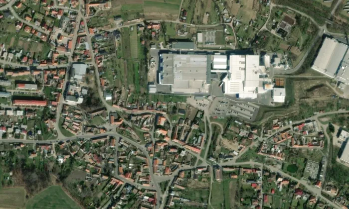kostel svatého Jakuba Většího (Hodonice) – letecký pohled