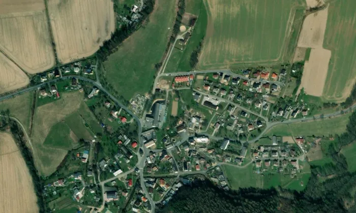 Kostel svatého Jakuba Většího (Lesnice) – letecký pohled