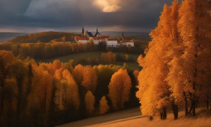 Kostel svatého Jakuba Většího (Minice) – autumn