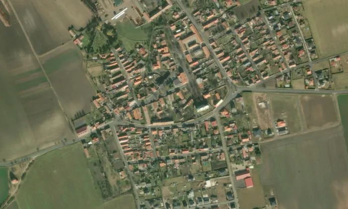 Kostel svatého Jakuba Většího (Slavětín) – letecký pohled