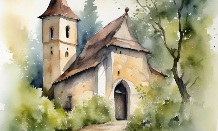 Kostel svatého Jana Křtitele (Dražice) – akvarel