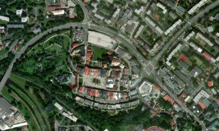 Kostel svatého Jana Křtitele (Frýdek) – letecký pohled