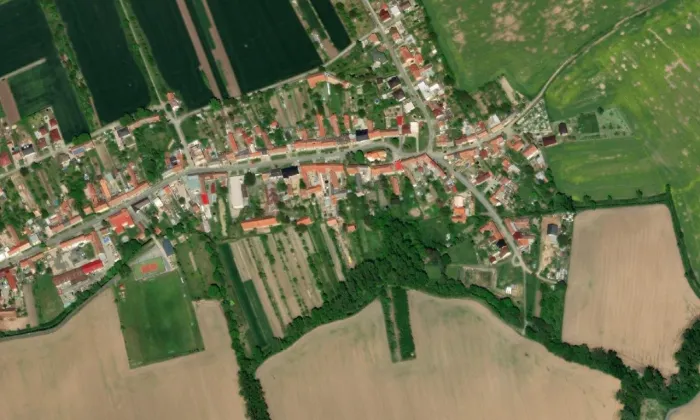 Kostel svatého Jana Křtitele (Hoštice) – letecký pohled