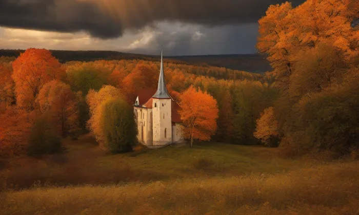 Kostel svatého Jana Křtitele (Hoštice) – autumn