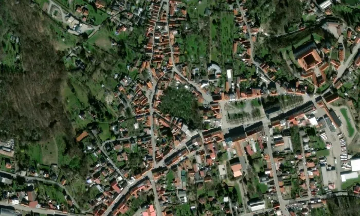 Kostel svatého Jana Křtitele (Kostelec nad Černými lesy) – letecký pohled