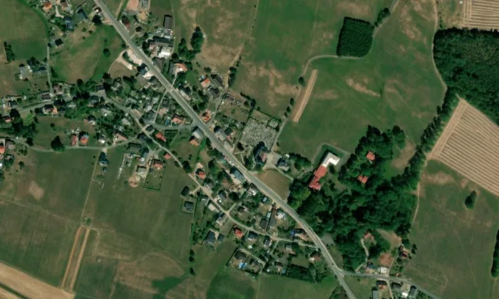 Kostel svatého Jana Křtitele (Studenec) – letecký pohled
