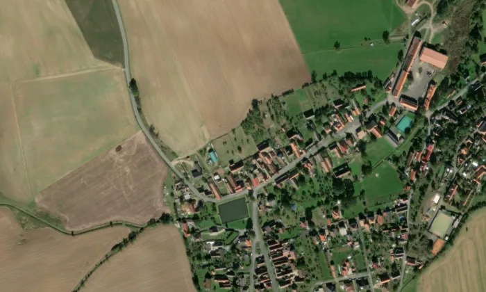 Kostel svatého Jana Křtitele (Vřeskovice) – letecký pohled