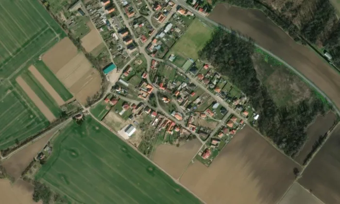 kostel svatého Jana Křtitele (Valtrovice) – letecký pohled
