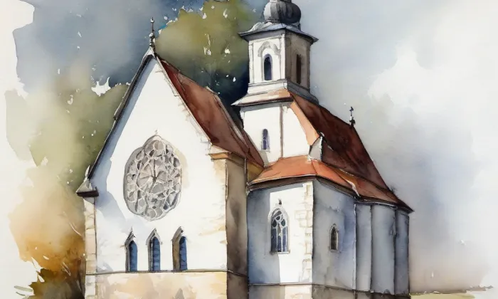 kostel svatého Jana Křtitele (Valtrovice) – akvarel