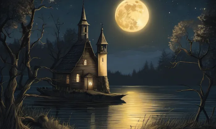 kostel svatého Jana Křtitele (Višňové) – noc