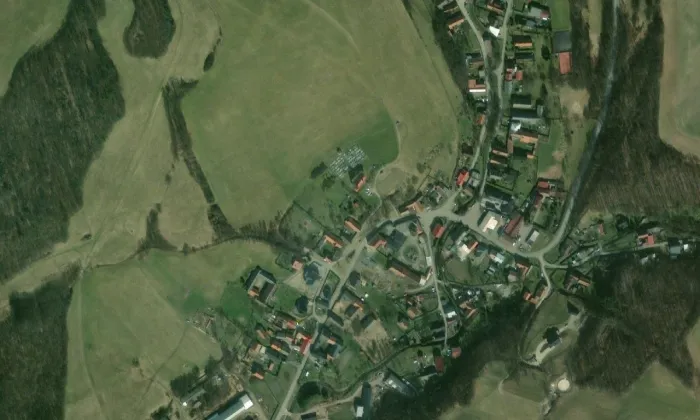 Kostel svatého Jana Křtitele a svaté Barbory – letecký pohled