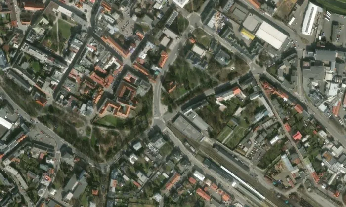 Kostel svatého Jana Křtitele a svatého Jana Evangelisty (Opava-Město) – letecký pohled