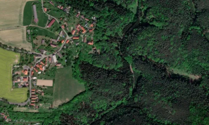 Kostel svatého Jana Nepomuckého (Šemanovice) – letecký pohled