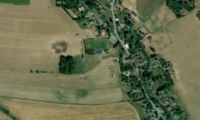 Kostel svatého Jana Nepomuckého (Huntířov) – letecký pohled