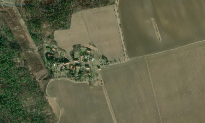 Kostel svatého Jana Nepomuckého (Kličín) – letecký pohled