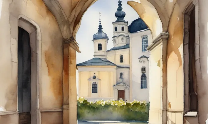 Kostel svatého Jana Nepomuckého (Rejšice) – akvarel