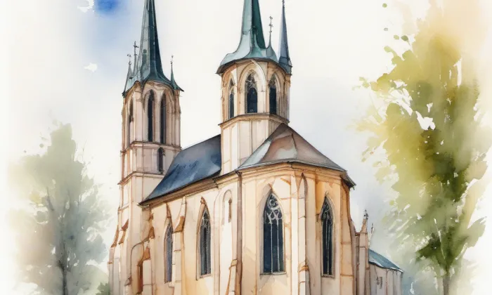 kostel svatého Jiří (Bělotín) – akvarel