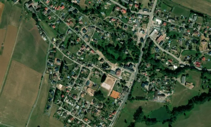 kostel svatého Jiří (Dolní Branná) – letecký pohled