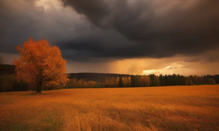 kostel svatého Jiří (Hněvčeves) – autumn