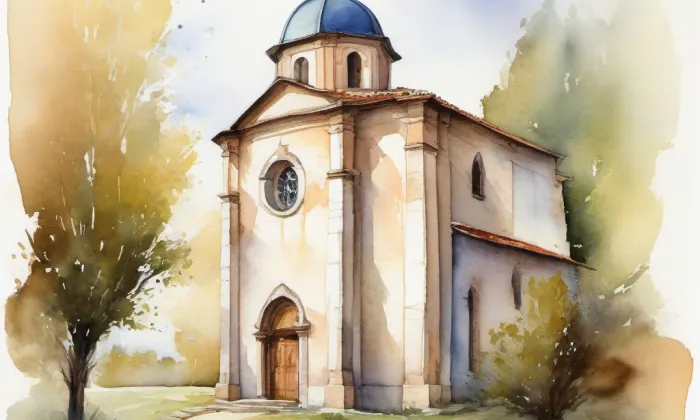 Kostel svatého Jiří (Kobylí) – akvarel