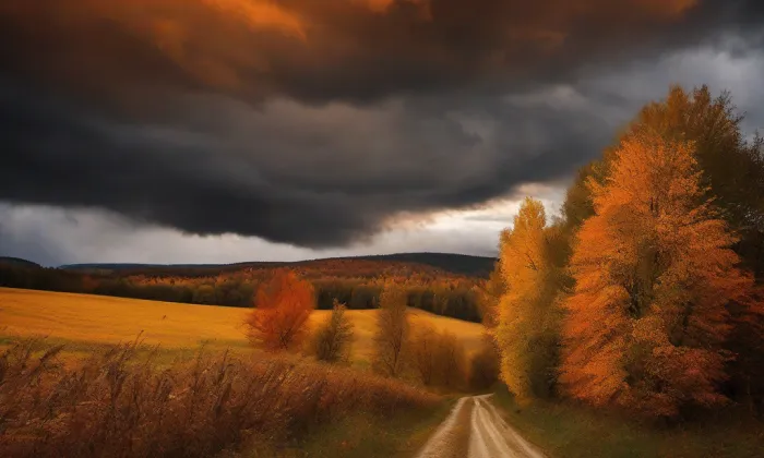 Kostel svatého Jiří (Libušín) – autumn