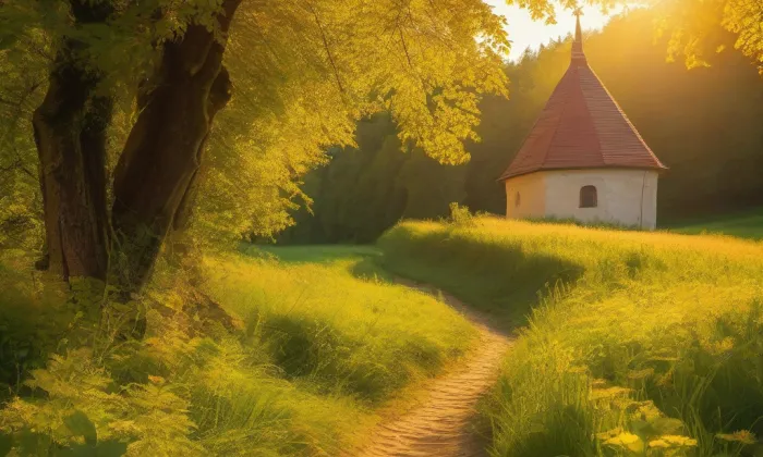 Kostel svatého Jiří (Libušín) – summer