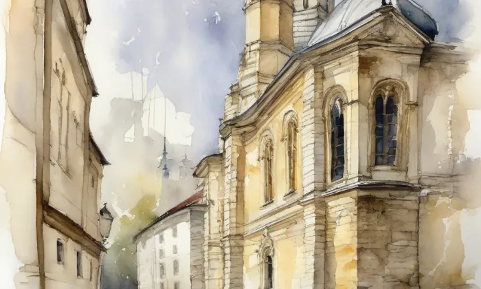 Kostel svatého Jiří (Radim) – akvarel