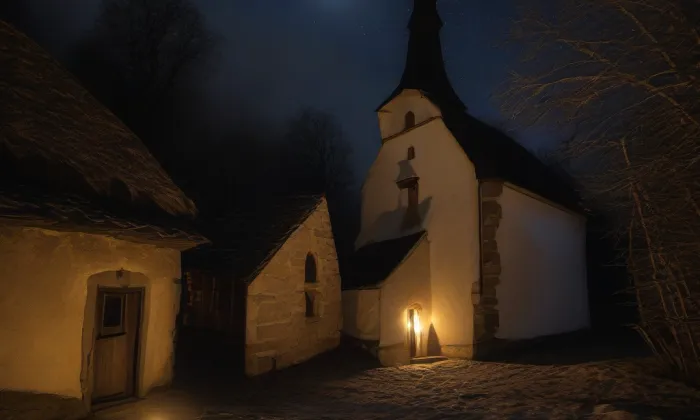 kostel svatého Jiří (Tři Bubny) – noc