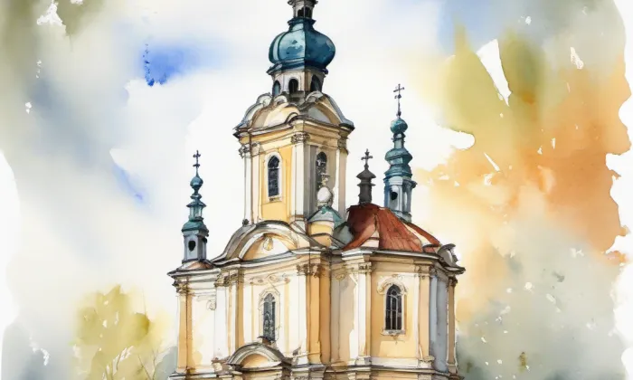 Kostel svatého Jiří (Vrané nad Vltavou) – akvarel