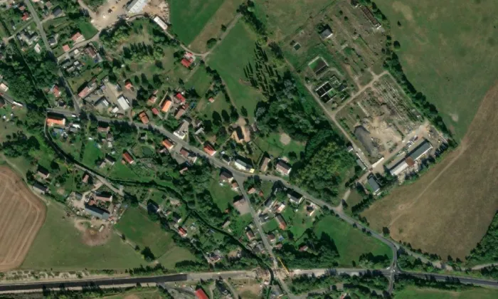 kostel svatého Jiří v Dobranově – letecký pohled